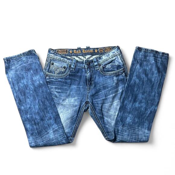 Mens blue rock revival jeans - Picture 2 of 6